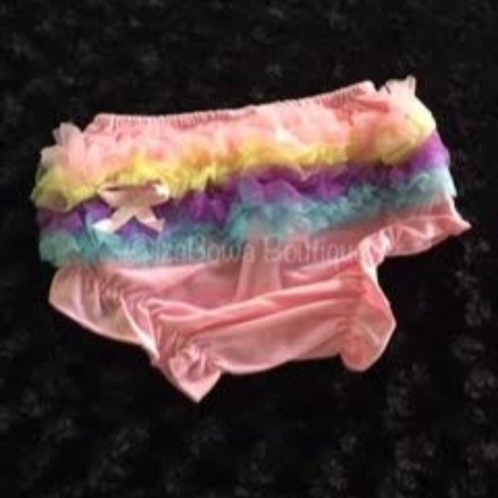 Pink Bloomer with Rainbow Chiffon Ruffle -Ruffle Butt - BLPRAIN new